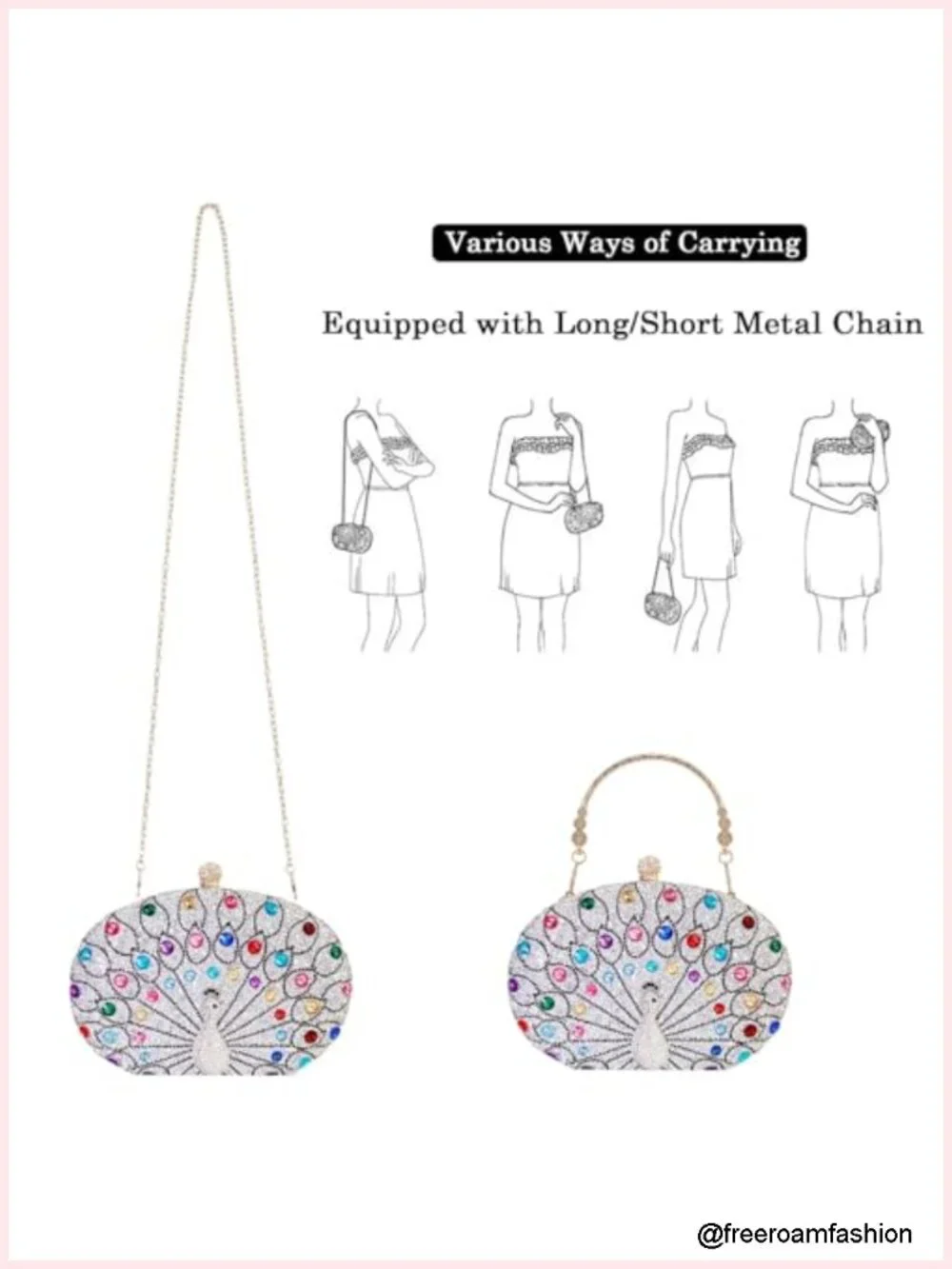 Rhinestone Evening Clutch Crossbody Shoulder Bag Wedding Night Out
